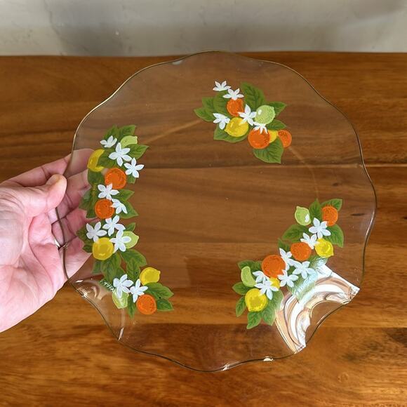 Vintage MCM lemon lime and orange citrus print plate gold edge - Picture 3 of 5